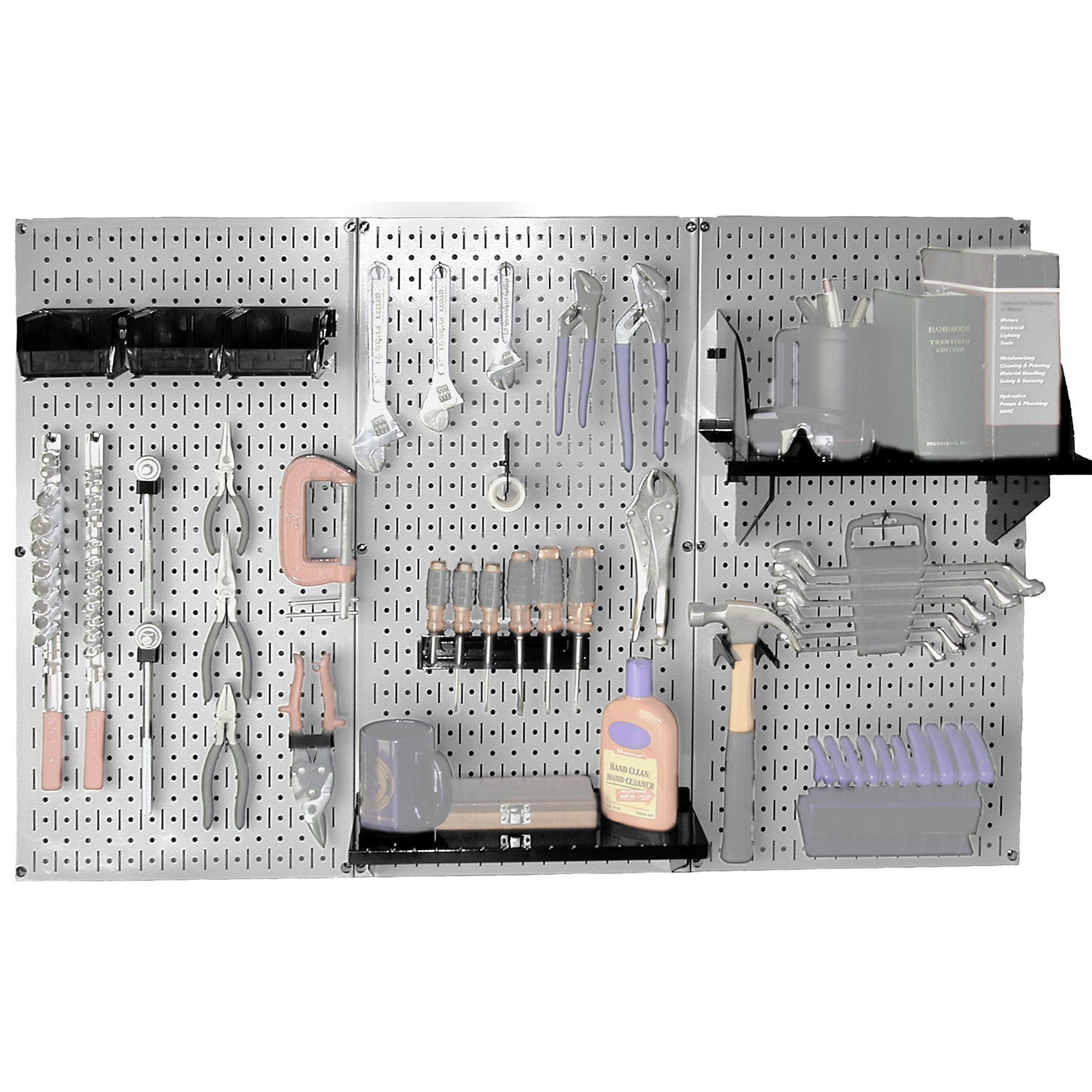 Wall Control Industrial Metal Pegboard Tool Storage Kit — 4ft., 20-Ga. Steel, Gray Toolboard & Black Accessories, Model# 35IWRK-400-GB